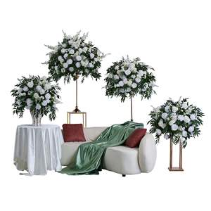 WFB065 venta al por mayor 5D bolas de flores verdes artificiales centros de mesa pieza central 60cm Bola de flor de Rosa de seda para decoración de boda - Product Image 5