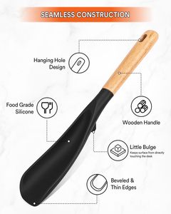 Spatule-cuillère résistante à la chaleur de qualité alimentaire, directement de l'usine, avec manche en bois, ustensile de mélange, cuillère de cuisine - Product Image 2