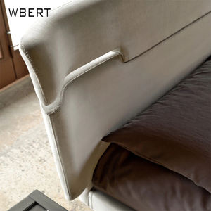 WBERT-Cama de cuero minimalista italiana Wabi-Sabi, moderna y sencilla cama de boda doble de lujo ligera de diseño alto, funda maestra - Product Image 4
