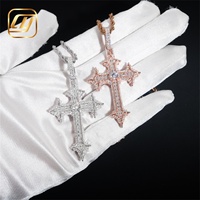Bijoux Hip Hop CHOYUE, Or véritable 10K 14K, Diamant de laboratoire, Pendentif croix Hip Hop Iced Out