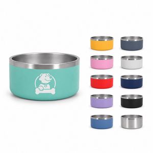 Bol pour animaux de compagnie en acier inoxydable à double paroi, gravé au laser avec logo personnalisé, écologique, durable, isolé, fond antidérapant, poli, pour le camping - Product Image 1