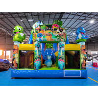 Nouveau château gonflable à thème dinosaure en PVC pour l'extérieur, toboggan double commercial, toboggan aquatique gonflable 8x5x6,5m, garantie 3 ans, pour enfants