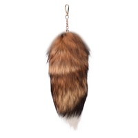 Pendentif en fourrure de renard de 30 cm pour Halloween, queue bleue argentée, accessoires en fourrure véritable pour sacs de femme
