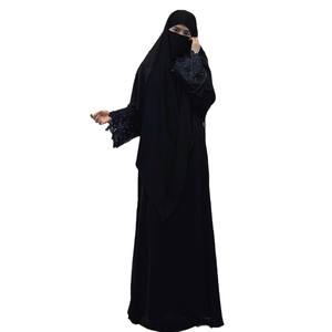 فستان عباية نسائي بتصميم محتشم ومطرز على الطراز الشرق أوسطي، من البوليستر، تصميم ماليزي عصري مع حجاب للموضة العابرة للحدود - Product Image 5