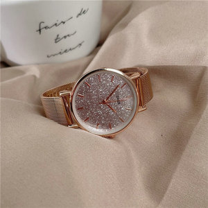 Montre à quartz pour femme, bracelet en maille or rose, cadran rond, étanche 3 bars, montre-bracelet, bijoux de mode - Product Image 4