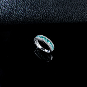 Classic 925 Sterling Silver Paraiba-Color Green <b>Garnet</b> Women's Anniversary & Wedding <b>Ring</b> - Product Image 2