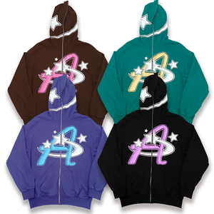 Sweat-shirts à capuche personnalisés avec fermeture éclair complète pour hommes, poids lourd, sweat-shirt à capuche court surdimensionné vierge unisexe - Product Image 1