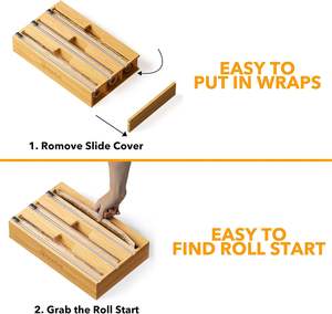 Organizzatore 3 in 1 WrapNeat con Taglierina ed Etichette, Dispenser per Pellicola Trasparente, Alluminio e Cera di Bambù - Product Image 4