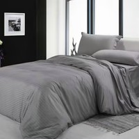 Ensemble de literie Queen 3 pièces en coton tissé 300 fils, uni, moderne et simple, avec drap plat, lavable en machine et personnalisable