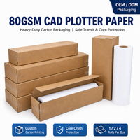 80 gr/m² CAD Mühendislik Plotter Kağıdı Ruloları Nem Geçirmez Ambalajlı Geniş Formatlı Mühendislik Baskı Uygulamaları için