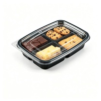 Barquette jetable en plastique à 4 compartiments pour noix, bonbons, biscuits, cadeaux, assortiment varié, emballage alimentaire, vente au détail