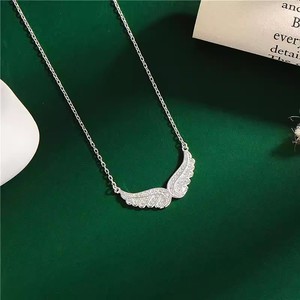 Moda nueva Plata de Ley 925 brillante Cz Zircon ángulo ala colgante collar para mejores amigos regalos joyería - Product Image 2