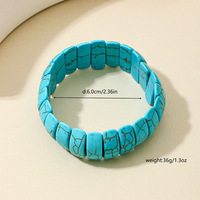 Bracelets faits main en turquoise et pierres précieuses multiples de style sud-ouest pour femmes, bracelet extensible perlé turquoise Cool Water 6 cm