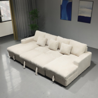 Sofá Cama Plegable de Lujo Moderno con Tela de Pana de Alta Calidad, Sofá Cama Extraíble para Interiores, Sofás para Sala de Estar