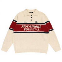 Pull en maille jacquard à lettres style preppy, color-block, coupe ample, col rond, pour hommes et couples