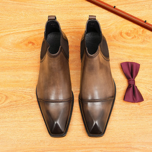 Botas Chelsea de Cuero Modelo 2025 - Diseño Británico Retro con Tres Conectores, para Hombre, Formales, Casuales, Cálidas, de Otoño, de Una Pieza - Product Image 5