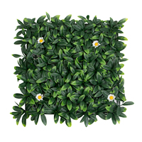 P114 Feuillage vert artificiel personnalisé avec fleurs blanches, panneau de haie pour écran de confidentialité, toile de fond, mur de feuillage vert artificiel