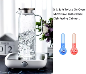 Carafe en verre borosilicate de 1000 ml/1500 ml avec poignée, couvercle en acier inoxydable, carafe à <span class=keywords><strong>eau</strong></span> artisanale pour thé glacé, jus, <span class=keywords><strong>eau</strong></span> - Product Image 6