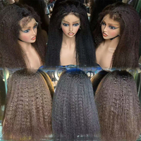 Promotion Letsfly 146$ Vente en gros Perruques 100% Cheveux Humains pour Femmes, Lace Front HD 13x4, Kinky Straight, Cheveux Yaki Bruts et Épais, 20 pouces, 250% de densité