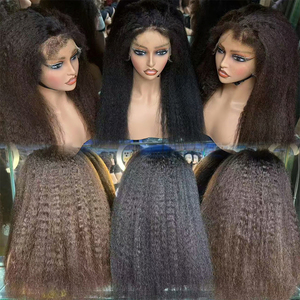 Letsfly Promotion 146$ Wholesale 13x4 Kinky Straight 12A HD Lace Front 100% <b>Human</b> <b>Wigs</b> Women Coarse Raw 20in Yaki Hair 250% - Product Image 2