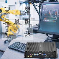 PC Mini tanpa kipas, CPU Core i5-8250U, RAM DDR4/NVMe SSD, Display ganda 4K UHD, 2xRS232 COM, komputer Desktop Mini pribadi