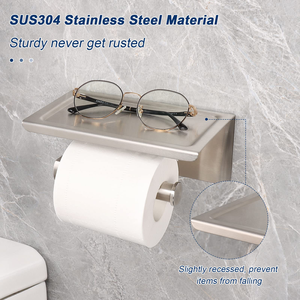 Self Adhesive Matte <b>Black</b> Toilet <b>Paper</b> Holder with Shelf Toilet <b>Paper</b> Roll Holder Toilet Roll Holder - Product Image 2