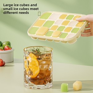 Vassoio per Cubetti di <span class=keywords><strong>Ghiaccio</strong></span> Quadrato in Plastica e Silicone con Coperchio e Paletta, Coperchio Rimovibile Antigoccia, Facile da Usare, per Gelato e Congelatore - Product Image 2