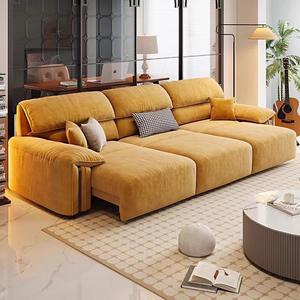 Sofá cama minimalista italiano de doble función, sin necesidad de espacio entre paredes, ajustable, de tela, terciopelo, eléctrico. - Product Image 6