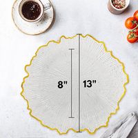 Assiettes de présentation en plastique transparentes et dorées de 13 pouces, en gros, pour assiettes de dîner, pour mariage et Saint-Valentin