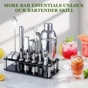 Professional Stainless Steel Luxury Barware Set with Customized Whiskey Accessories Sustainable Design Shaker Jigger Ice Tong - Product Image 2