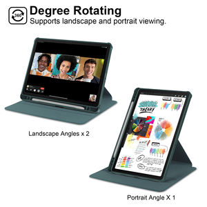 Étui <span class=keywords><strong>de</strong></span> protection pour tablette rotatif à 360 degrés en cuir PU fin et acrylique, avec fonction <span class=keywords><strong>de</strong></span> réveil/veille automatique et support pour stylet, compatible avec <span class=keywords><strong>iPad</strong></span>/SAMSUNG/Redmi/Infinix - Product Image 5