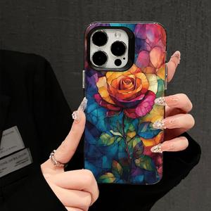 Coque <span class=keywords><strong>iPhone</strong></span> Esthétique à Motif Floral en Vitrail, Housse Artistique Colorée pour Amateurs d'Art pour <span class=keywords><strong>iPhone</strong></span> 17/16/15/14/13/12 Pro Max - Product Image 6