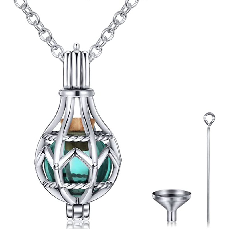Collana Urna Con Ciondolo Hamsa E Elefante In Argento Sterling – Gioiello Crematorio Per Ceneri Con Imbuto – Regalo Commemorativo