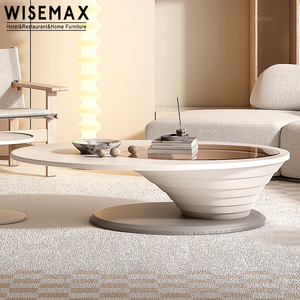 WISEMAX FURNITURE Modern Luxury Oval Shaped Glass Top <strong>Table</strong> Coffee <strong>Table</strong> <strong>Living</strong> <strong>Room</strong> Sofas Center <strong>Table</strong> <strong>Set</strong> for Home Hotel Lobby - Product Image 3