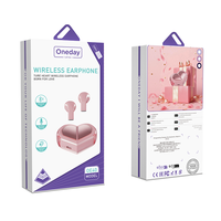 Écouteurs sans fil TWS Oneday OE40 au design cœur, boîtier de charge portable en forme de cœur, micro ENC, casque Bluetooth pour femme, idéal comme cadeau