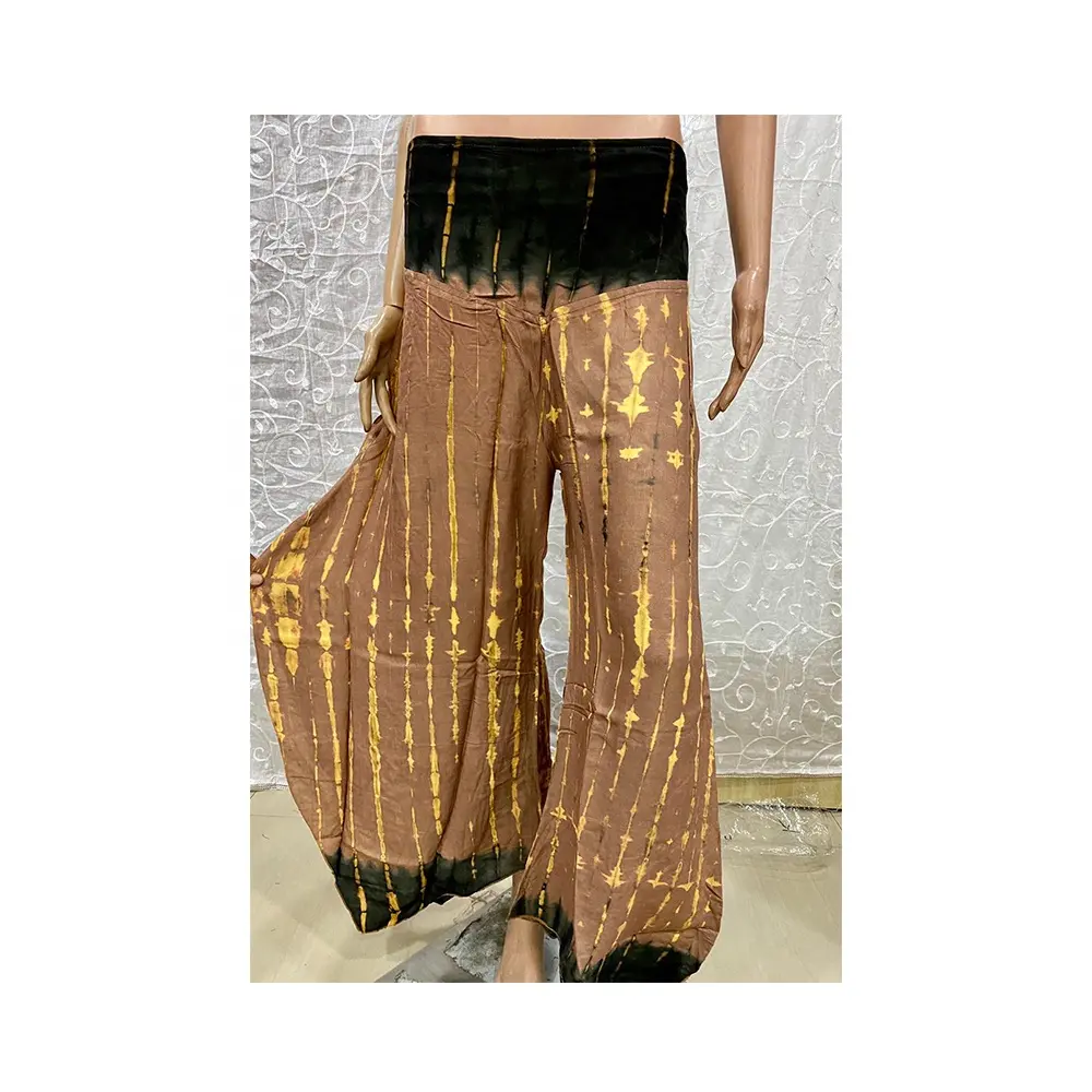 Calças de seda glittery para mulheres, calças estampadas para uso casual, fornecedor indiano para o verão ao ar livre