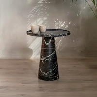 Table d'appoint ronde en travertin conique de style nordique avec plateau surélevé, meuble d'appoint pour la décoration intérieure de villas, hôtels et résidences