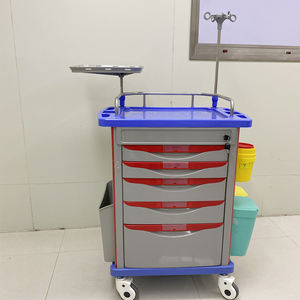 शेंगडोंग डेंटल कार्ट प्लास्टिक एब्स लाल काले सफेद आपातकालीन/संज्ञाहरण/चिकित्सा ट्रॉली नर्स 4 ड्रिप स्टैंड इंजेक्शन ट्रॉली - Product Image 4