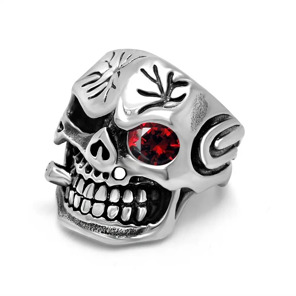 316L stainless steel ghost head skull men ring