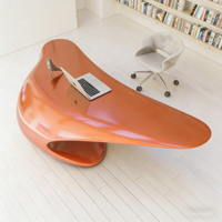 Bureau flottant artistique, table d'ordinateur sculpturale minimaliste pour bureau à domicile moderne et studio commercial