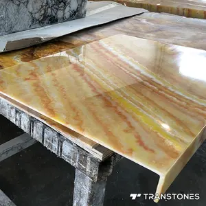 Artificial Alabaster Stone Backlit Translucent Resin Tile Polished Onyx Counter Top