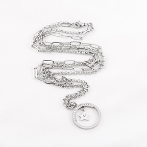 Star Pendant <b>Titanium</b> Steel Necklace Double Layered Chain Women Men Fashion Jewelry Trendy Gift Accessory - Product Image 3