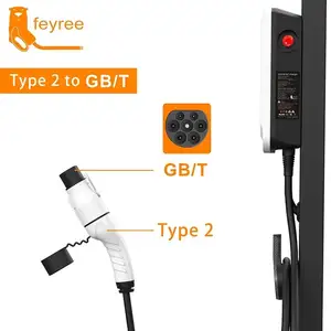 Feyree adaptor pengisi daya mobil elektrik, adaptor pengisi daya Ev tipe 2 ke Gb/t hpase 1 7KW untuk Tesla