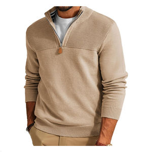 Suéter personalizado con cremallera de cuarto de invierno para hombre, Jersey informal, cuello de polo, Cachemira, algodón, diseño de cremallera para hombre, suéter para hombre - Product Image 3