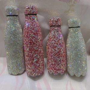 OEM Bling paslanmaz çelik su şişeleri 350ml/500ml/600ml/750ml DIY cam yalıtımlı kristal bardak el yapımı mutlu noel hediyesi - Product Image 3