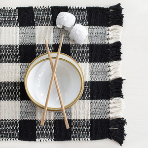 Napperons carrés en coton Boho lavables à usage quotidien motif imperméable Style Plaid jetables pour les mariages-Papier polyester - Product Image 6