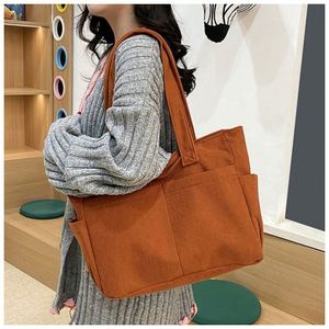 Bolso Tote de Pana Estilo Literario para Mujer 2025, Bolso de Hombro Minimalista y Sencillo - Product Image 4