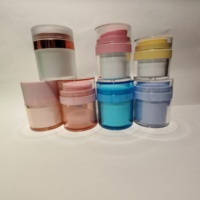 Bouteille de crème sans air en acrylique vide des fabricants en gros avec surface de sérigraphie d'emballage de cosmétiques de tête de pompe rose