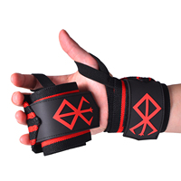 Logo Kustom Grosir Anime Berserk Adjustable Gym Deadlift Weightlifting Wrist Wraps Penyangga Pergelangan Tangan