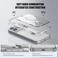 Coque de téléphone haute transparence pour iPhone 18 17 Pro Max, cadre métallique PC TPU, magnétique, fine, antichoc, vente en gros OEM